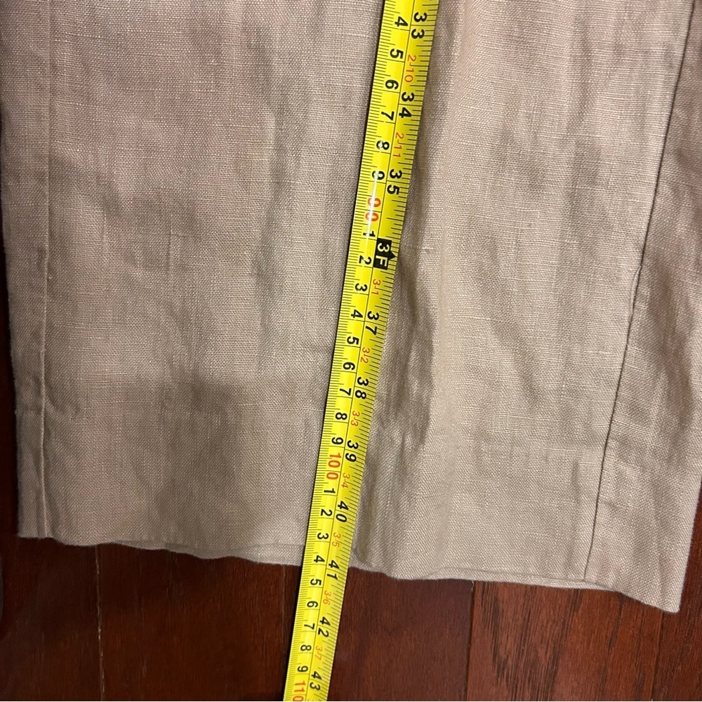 COS 100% LINEN WIDE-LEG TROUSERS color khaki EU34 US 4 adjustable waist pockets - Picture 7 of 9